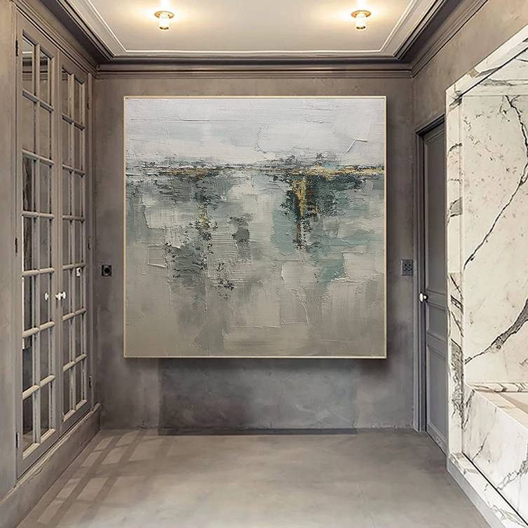 Modern Abstract Gray Golden Abstract Canvas Wall Art IV18W wall art